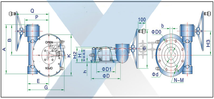 QDX3-S12手動(dòng)雙級(jí)渦輪箱(圖1)